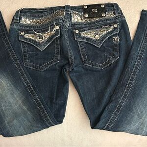 Miss Me Women's Dark Blue Skinny Jeans with Silver Accents